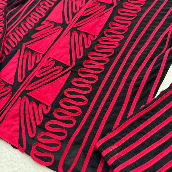 VTG Joseph Ribkoff Statement Jacket Black Red Geometric Abstract Bold 80s 90s XL - Picture 2 of 14